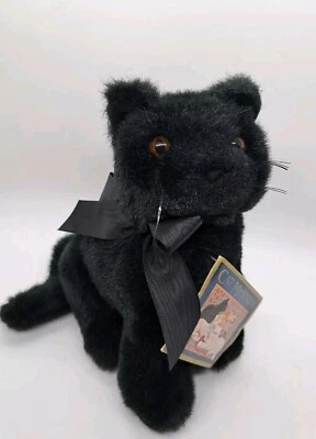 VTG Hallmark Heartline Black Cat Mystique Plush Stuffed Animal 1990 Tags Poem - Image 1 of 4