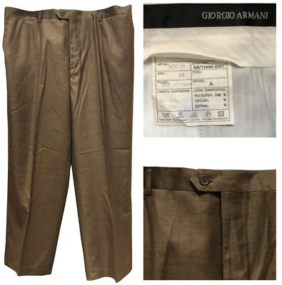 Pantalones de vestir GIORGIO ARMANI COLLEZIONI para hombre marrón viscosa/poliéster talla 44 x 27 1/2 Foto 1 de 4