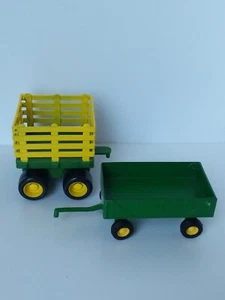 VTG Ertyl J. Deere Diecast Farm Barge Wagon & TOMY J. Deere Plastic Dump Trailer - Picture 1 of 9