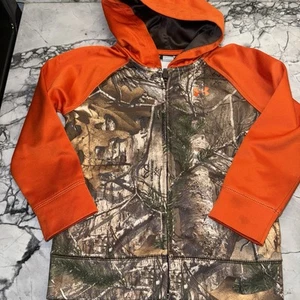 Under Armour 4T Boys Zip Up Hoodie Camo Orange  - Picture 1 of 4