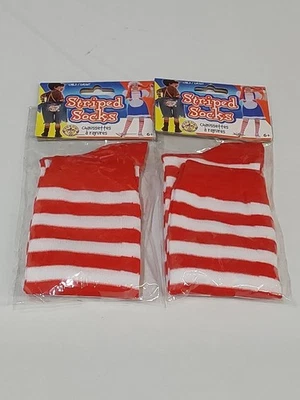 Paquete de 2 calcetines de disfraz a rayas rojos/blancos talla infantil Rubíes  Foto 1 de 4