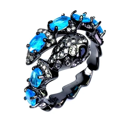 925纯银戒指椭圆形磷灰石5x3毫米尖晶石眼镜蛇宝石首饰尺寸7 — 第 1/4 张图片