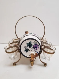 Vintage Ceramic Keg Shot Glasses x6 Holder for Schnapps Used 24 x 22 x 26cm - Picture 1 of 15