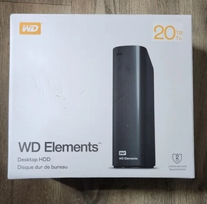 WD Elements Desktop Hard Drive 20TB USB 3.0 External HDD WDBWLG0200HBK-NESN - Afbeelding 1 van 6
