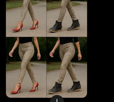 NWT HUE Women's Faded  Soft Twill Leggings sz MED LEOPARD PRINT - Image 1 of 4