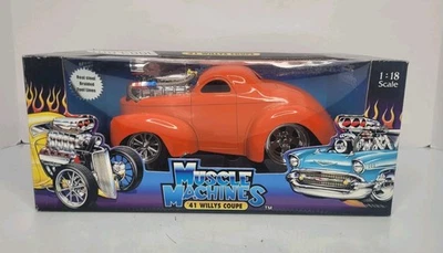 Vtg Muscle Machines Too Cool Orange 1941 Willys Coupe 1:18 Scale DieCast Car  - Image 1 of 4
