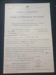Verbale Deliberazione Podestà Comune Ponderano Biella 1945 (VE71) - Picture 1 of 2