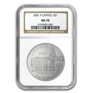 2001-P Capitol Visitor Center $1 Silver Commem MS-70 NGC - Picture 1 of 3