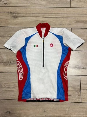 Castelli Cycling Bike Racing Jersey Short Sleeve White 1/2 Zip sz S Italy  - Image 1 of 4