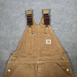 Mono con tirantes Carhartt vintage para hombre 34x31 marrón lona doble rodilla R02 hecho en EE. UU. - Imagen 1 de 17