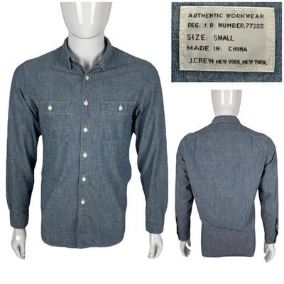 J Crew Mens Small Shirt Selvedge Chambray Blue Work 100% Cotton Casual Button - Image 1 of 4