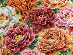 NEW! KAFFE FASSETT PHILIP JACOBS TIBETAN PEONY PJ136 WARM FLORAL FABRIC 1/2 YD - Picture 1 of 8
