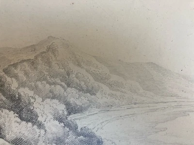 beau Dessin Mer Plage A Identifier XIXe Romantisme Arbre Paysage Art Ancien 1850 - Photo 1/4