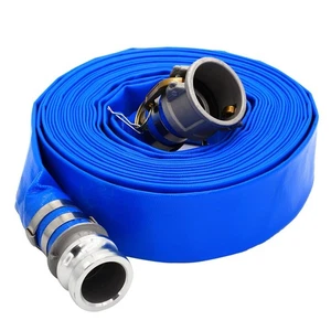 2 Zoll ID x 50 Fuß PVC verlegener flacher Ablaufschlauch mit Aluminium Camlock C und E Fitti... - Bild 1 von 7