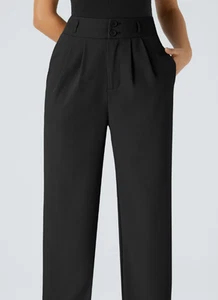 Halara Size XL High Waist Shirred Back Slash Pockets Straight Leg Work Pants NEW - Picture 1 of 15