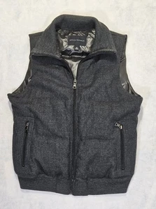 Banana Republic Vest Womans Sz M 8 Down Puffer Gray Wool Coat Quilted Winter - Picture 1 of 6