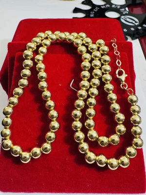 "Collar de bolas de cadena de oro saudí genuino real de 18 quilates 750 16/17,5"" de largo 4 mm 11,1 g" Foto 1 de 4
