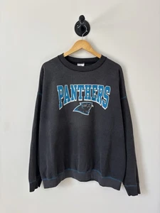 Vintage Carolina Panthers Sweatshirt Men’s 2XL Black 90s NFL Football Fade - Picture 1 of 3