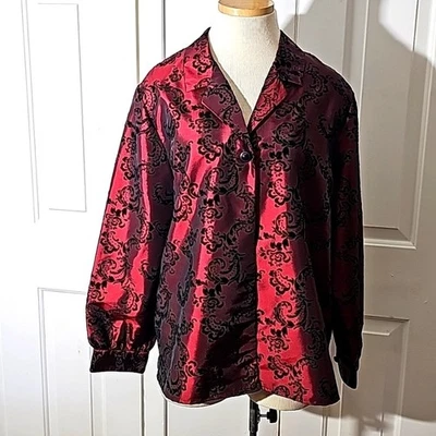 Chaqueta Sag Harbor para mujer XLP roja jaquard botón único evento de vacaciones glamour Foto 1 de 4