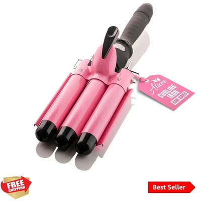 Varita rizadora de tres barriles balanadora de pelo con pantalla LCD de temperatura - 1 pulgada... Foto 1 de 4