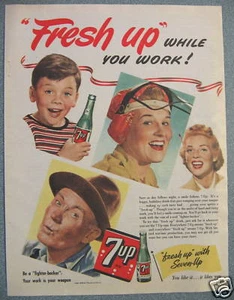 1940's WWII Fresh Up 7UP Magazine Ad - Picture 1 of 1
