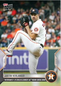 Justin Verlander Lowest AL ERA since 2022 Topps NOW #1019 - Imagen 1 de 2