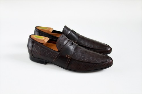 $1290 Gucci scarpe Diamante Penny mocassini pelle marrone taglia US 9 UK 8 5 EUR 42 5