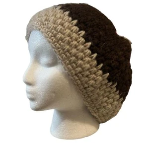Vintage 70’s 80’s Women’s Crocheted Beanie Hat Cap, Beige/Brown, OS - Picture 1 of 7