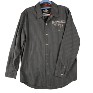 Camisa Harley Davidson Para Hombre Grande Gris Rayas Frente A Presión Americano Clásico Garaje - Imagen 1 de 10