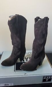 New/Display Frye Womens Ilana Pull On Fatigue Suede Cowboy Boots
