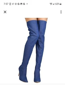 Cape Robbin - Over The Knee Denim Boots -size 7 - Picture 1 of 12