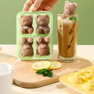 Silicone Ice Mould with Lid Teddy Bear Shape Party Drink Mould Ice Cube Tray - Picture 1 of 11