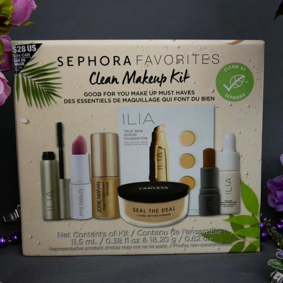 Sephora Favorites CLEAN MAKEUP KIT 7pc SAMPLES Set 2019 Limited Ed. RARE NIB - Image 1 of 4