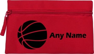Basketball Print Red Personalised Kids Child School Pencil Case Birthday Xmas - Picture 1 of 10