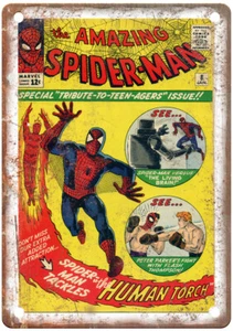 Vintage Comic Book Cover spiderman 8 1963 Retro Look Metal Sign J2290 - Picture 1 of 2