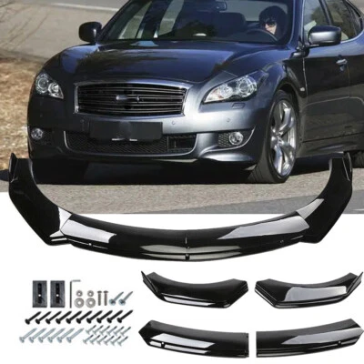 Front Bumper Chin Lip Splitter Spoiler Body Kit Glossy Black For Infiniti M37x Foto 1 de 4