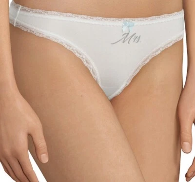 Betsey Johnson Betsey Azul Tanga Nupcial MRS Ropa Interior Talla Mediana BLANCO UC1 Foto 1 de 4