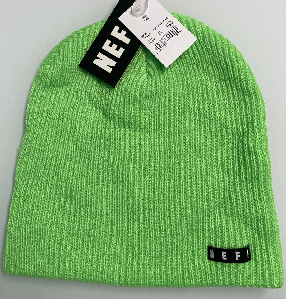 NEFF Acrylic Beanie 均码纯色霓虹绿色罗纹针织帽 — 第 1/4 张图片