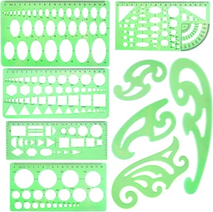 9 Pieces Drawings Templates French Curve Geometric Templates Measuring Rulers - Picture 1 of 8
