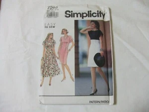 Simplicity Pattern 7258 VTG 90s UNCUT Dress Full or Slim Skirt~Sizes 8 10 12 14 - Picture 1 of 5