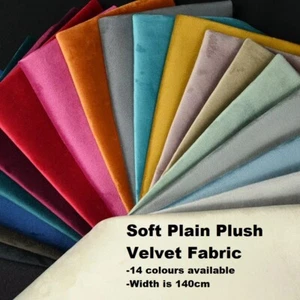 Soft Plain Plush Velvet Fabric ideal for Upholstery, Crafts, Sofas, Bed 140cm UK - Picture 1 of 15