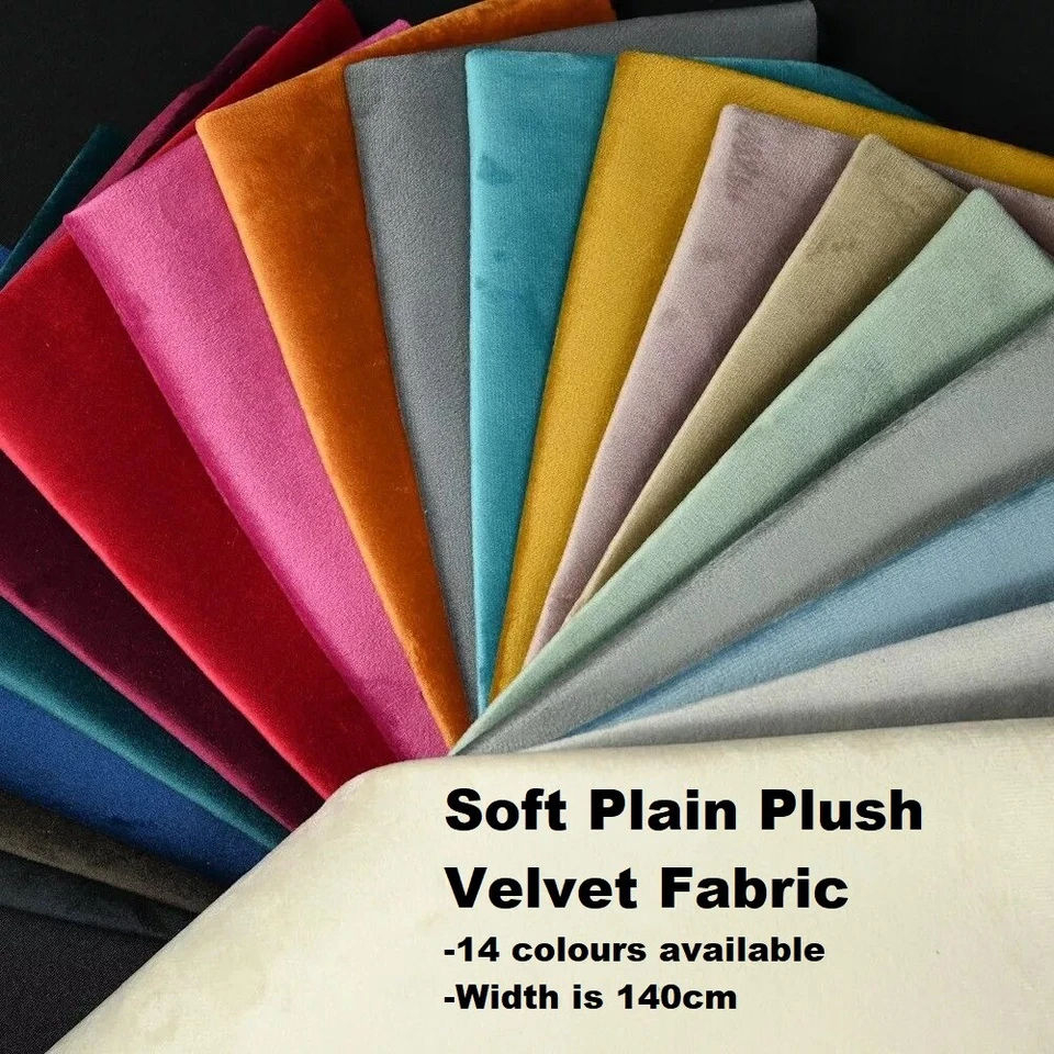 Soft Plain Plush Velvet Fabric ideal for Upholstery, Crafts, Sofas, Bed 140cm UK - Image 1 of 1