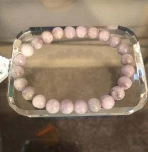 7.5mm Purple Kunzite Beaded Bracelet 18g 7” - Picture 1 of 11
