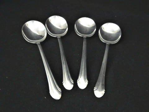 (4) Cream Soup Soups Sterling Silver Alvin "Romantique" Pattern  6 1/4 " - 137 g Cover