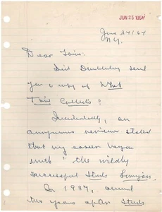 Handgeschriebener Brief signiert von James T. Farrell 1964 mit Echtheitszertifikat - Bild 1 von 4
