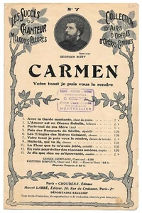 CARMEN par Mr BOUHY Chanson du Toréador Opéra Comique Éditions Marcel LABBÉ - Picture 1 of 2