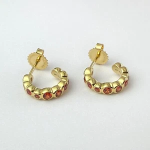 IPPOLITA Stardust Mini Starlet Red-Orange Sapphire Hoop Earrings 18K Yellow Gold - Picture 1 of 4