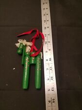 Vintage clothes pin ornament - Green Horse w/ Red Flowers & dots!  Super Cute!