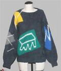 Vtg Macys Paris Italy Wool Mohair Thick Chunky Batwing Geometric Sweater Wms L