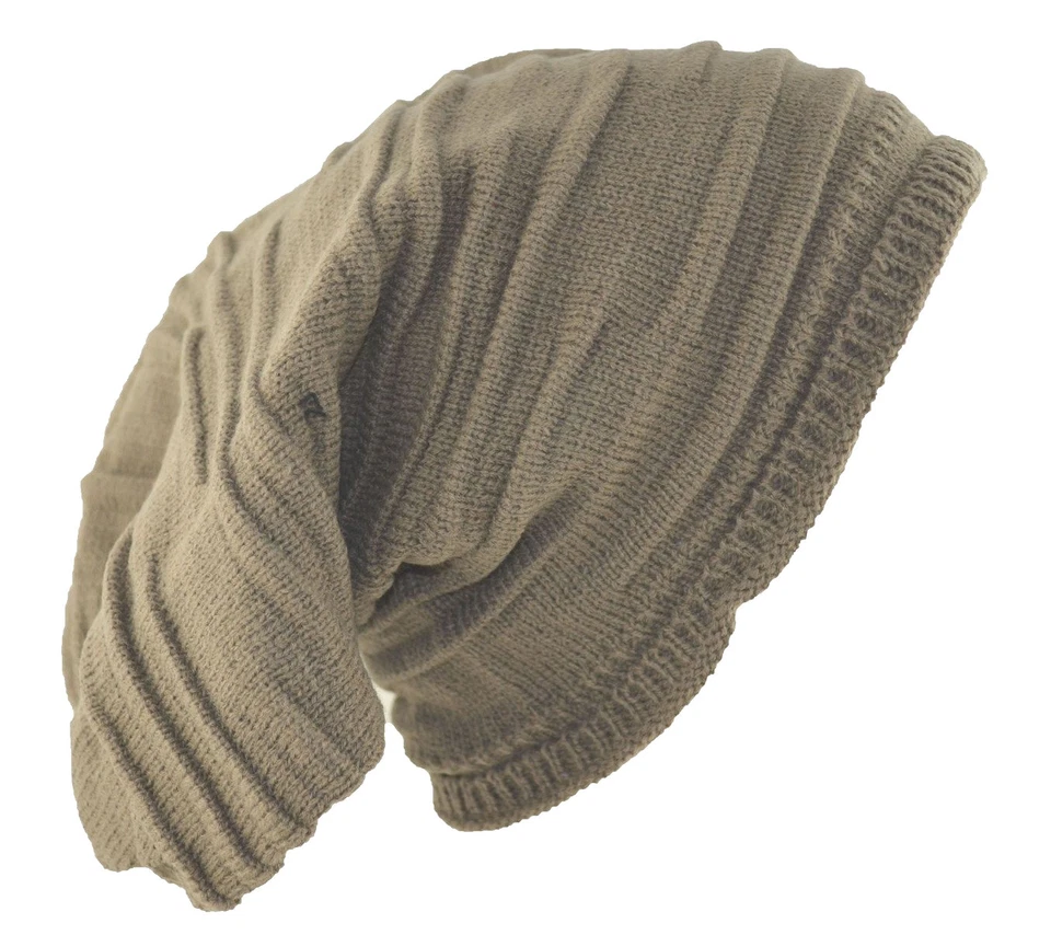 D&Y Men's Long Beanie Stripe Textured Knit Hat 12" Brown - Image 1 of 1